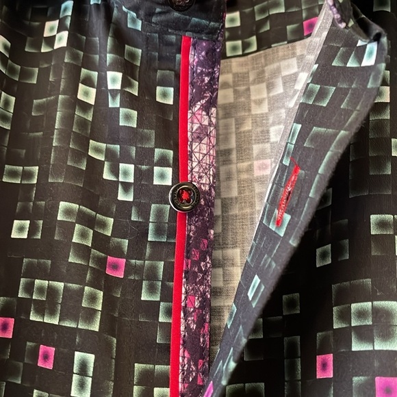 7 Downie St. London Couture Men's Dress Shirt Geometric Contrast Cuff - Picture 7 of 9